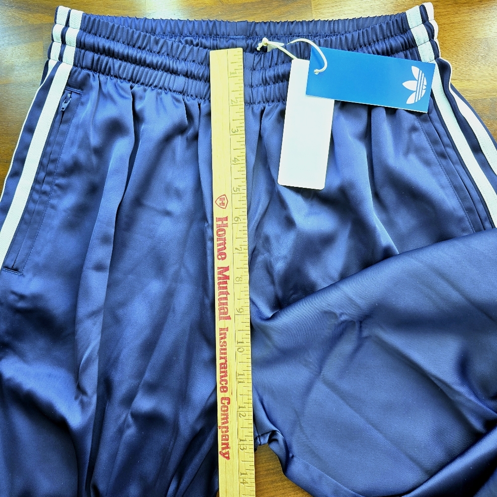Adidas Adicolor Satin Wide-Leg Track Pants - NWT Night Indigo Size 6 - Picture 7 of 15